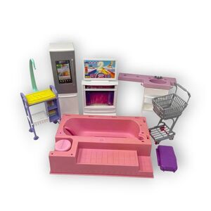 Mattel Barbie Replacement Mixed Lot Dollhouse Furniture Tub Sink Refrigerator